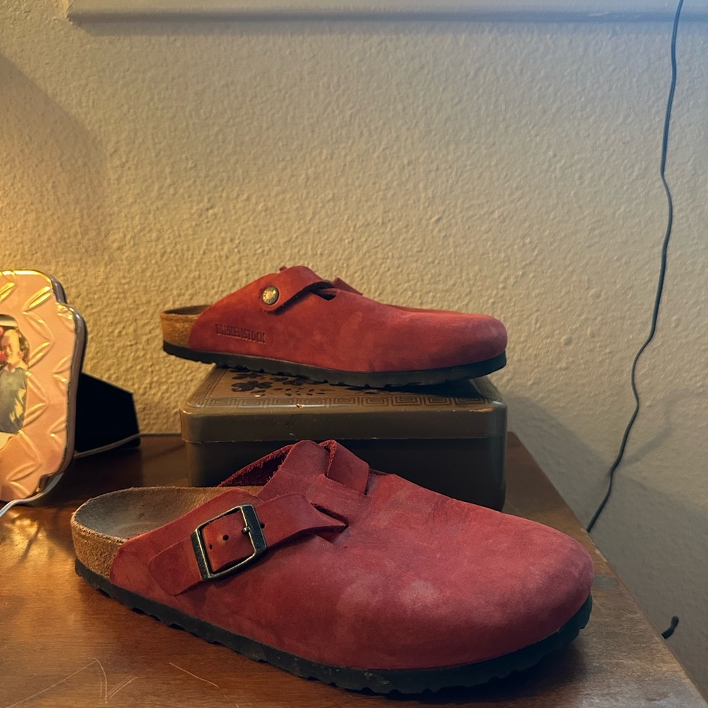 Birkenstock Red Suede  Clogs